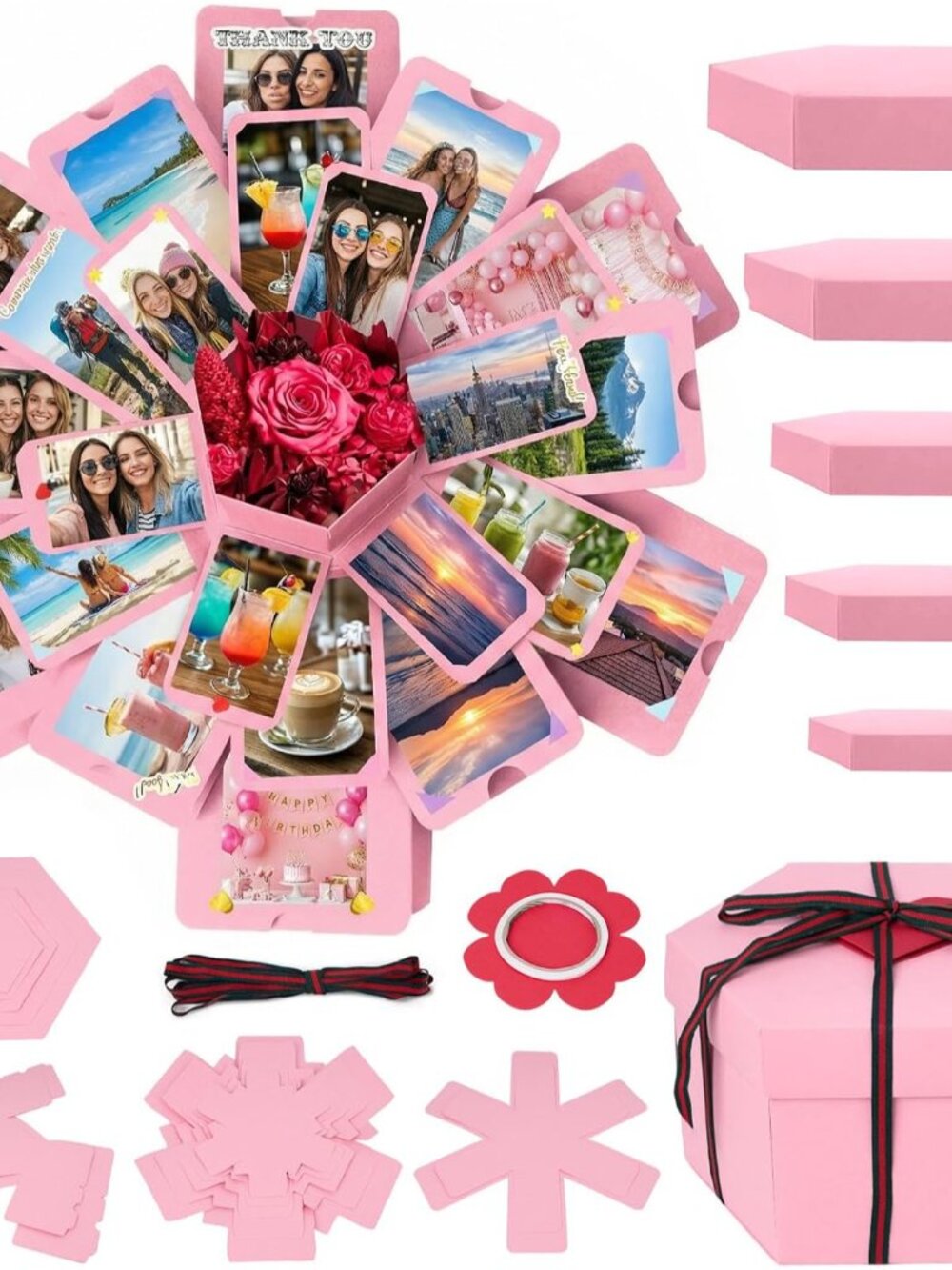 Pink Explosion Gift Box Photo Album with DIY Accessories